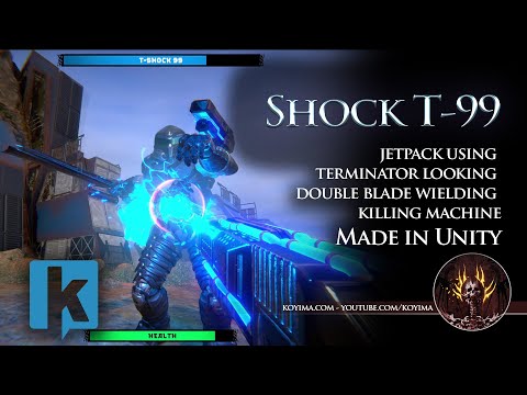 Shock T-99 - A jetpack using terminator looking double blade wielding killing machine